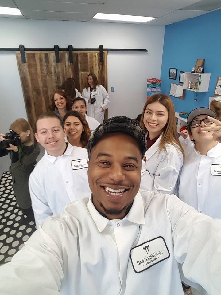 Chef Jelani and students touring Danzeisen Dairy